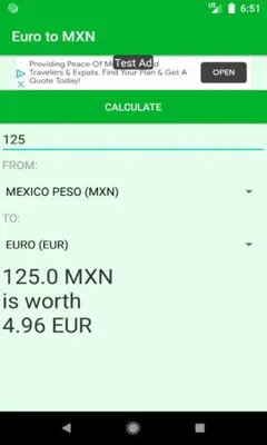 Euro to MXN currency converter android App screenshot 0