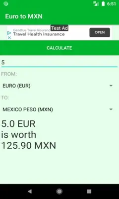 Euro to MXN currency converter android App screenshot 2